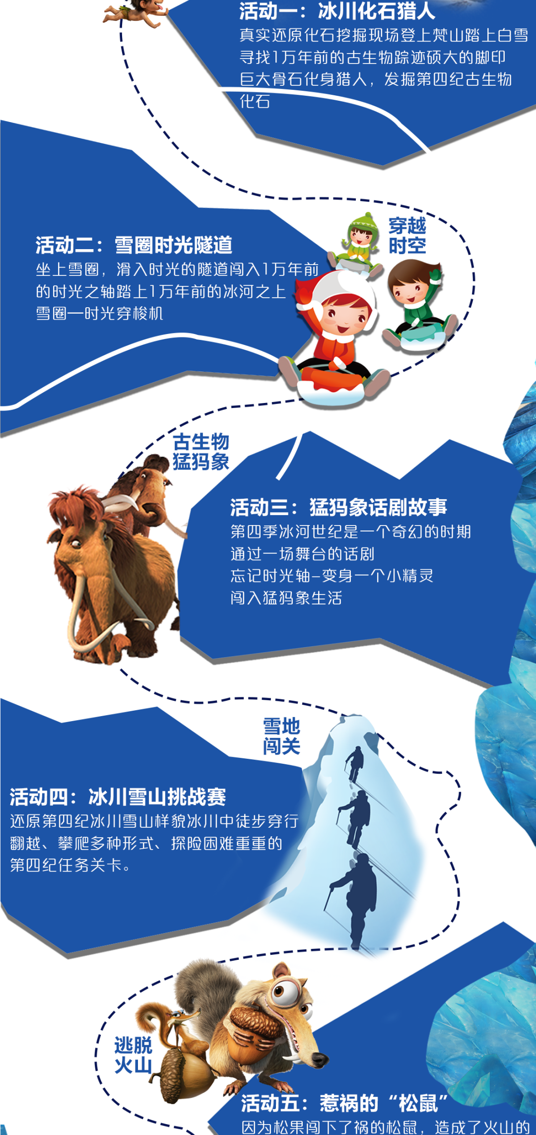 【南关区 新湖镇新兴村 | 慢山里第四纪冰川主题文化园】冰川时代雪乐园与你相见!19.9元/39.9元…享丰富雪乐园套餐,内有化石猎人,时光隧道,猛犸象剧场,雪山挑战,逃脱火山,冰川消融,双板雪板,麋鹿雪橇,冰川之眼雪迷宫,雪屋部落,非遗手工,雪地转转,冰爬犁,冰陀螺,冰上超人,雪地碰碰车,雪地球,夜晚极光...多种游玩项目,亲子游玩的好地方!